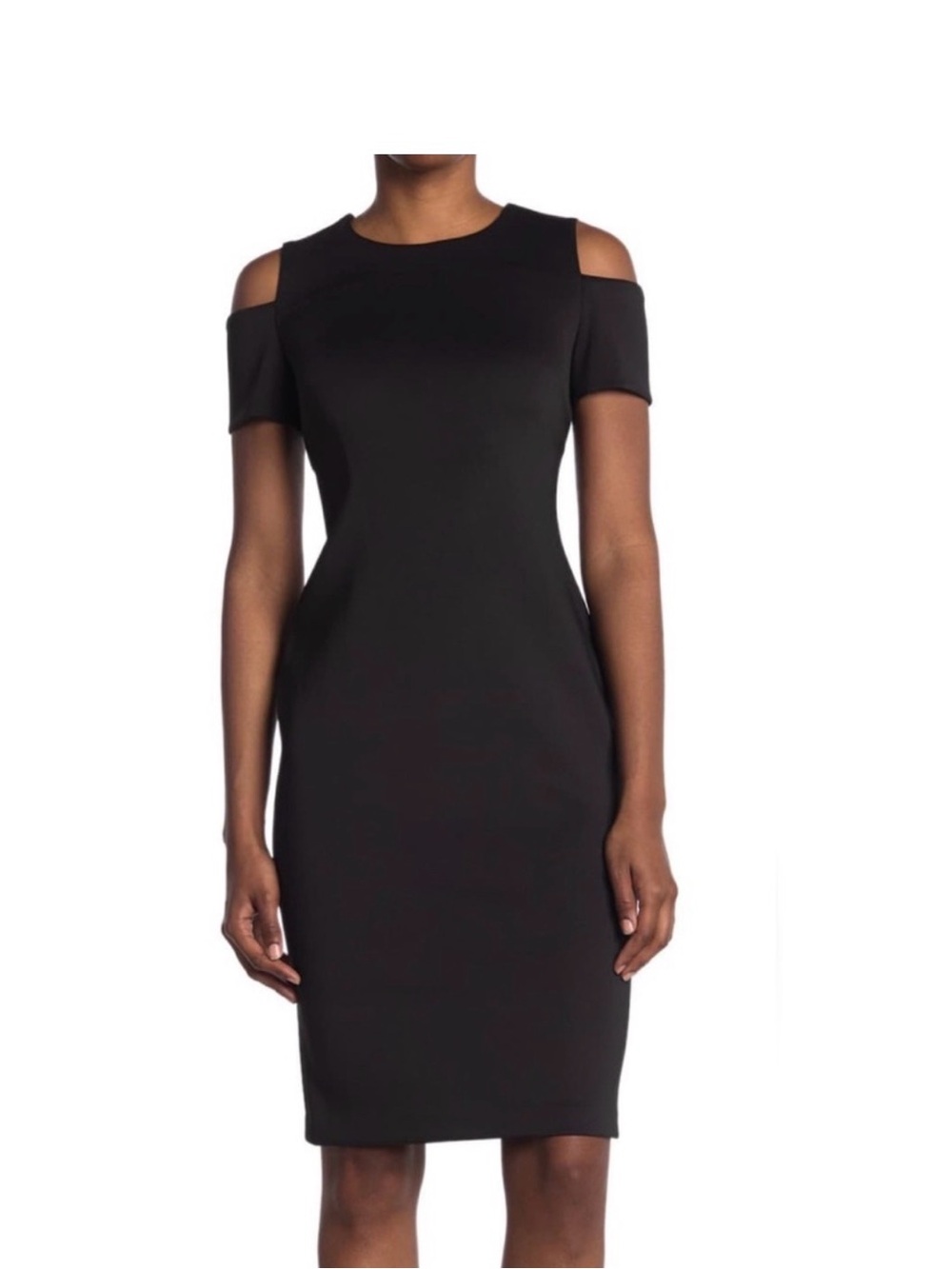 Calvin Klein size 2 Classic Black Cold-Shoulder Sheath Dress